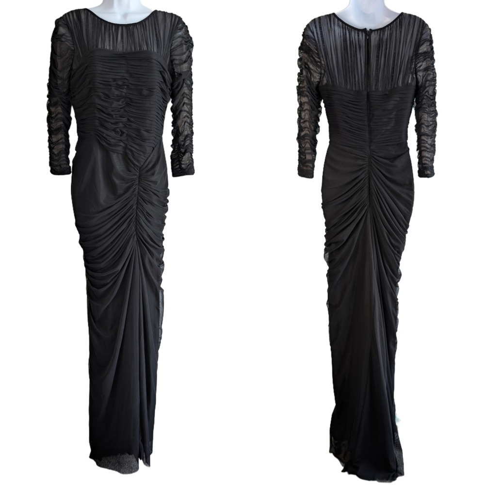 JS Collections Women's Size 6 Black Goth Glam Mesh Stretch Maxi Dress